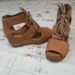 Sorel lace up wedge sandals